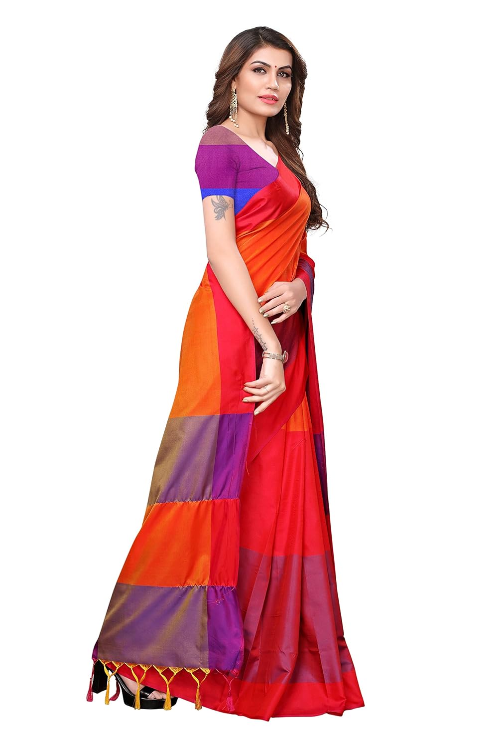 indira designer art silk saree with blouse piece