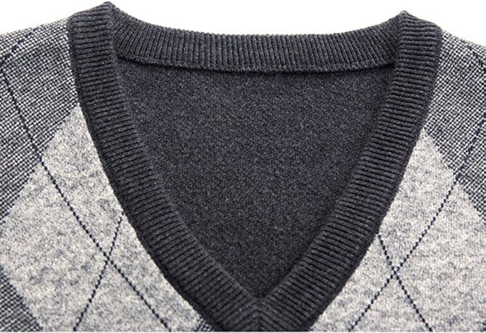 Gilet sans Manches Motif Losange en Tricot Homme Pulls Classique