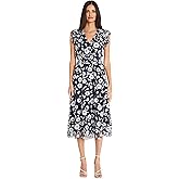 Maggy London Women's Dresses V-Neck Garden Floral Embroidered Dress Colorful Feminine Party Event Occasion Guest of