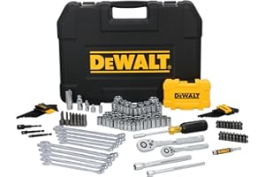 DEWALT 142 Piece Mechanics Tool Set, 1/4 Inch and 3/8 Inch Drive, SAE and Metric (DWMT45425)