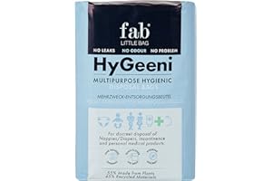 Fab Little Bag HyGeeni Disposal Bags for Nappies, Incontinence Pads, Ostomy & Catheter Bags - Prevents Odours, No Mess, Eco-Friendly, Pack of 50