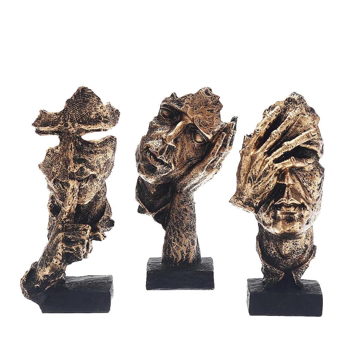 Marimor Thinker Statue, Modern Resin Sculptures Collectable Figurines for Home Office Bookshelf Desk Decoration (Gold)