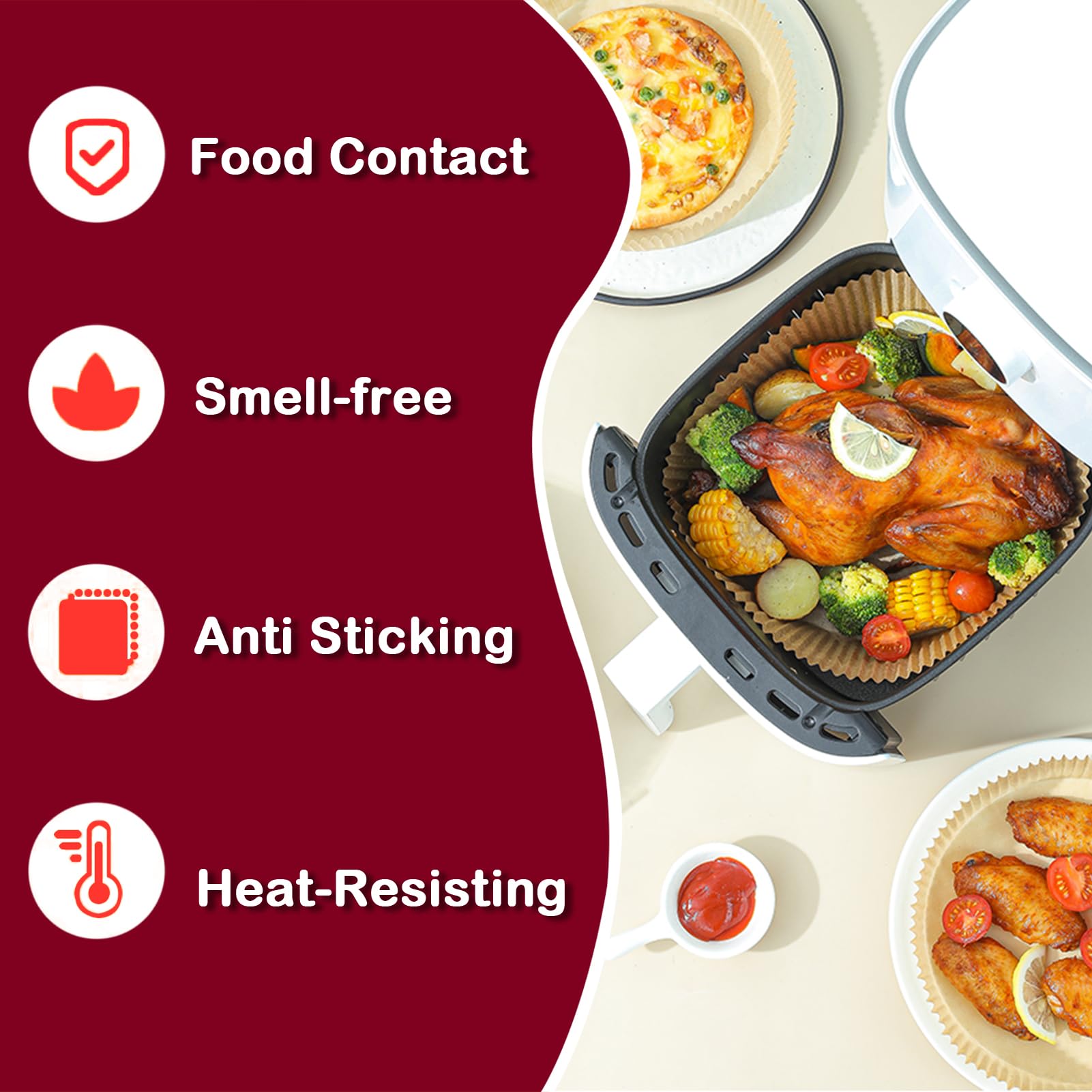 225PCS Air Fryer Liners for Ninja AF101/ AF150AMZ / AF161 Max XL Air Fryer, 8 Inch Round Air Fryer Parchment Paper Liners for 4-8QT Basket, Non-stick Oil Resistant Airfryer Liners