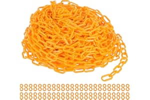 PATIKIL Plastic Chain Links, 100 Foot Safety Barrier Chain Yellow for Crowd Control, Queue Line, Parking, Fence, Gate, Concer