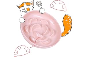 FULLCHARM Unbreakable Slow Feeder Bowl - Melamine Puzzle Cat Bowl for Slow Eating - Cat Plates for Wet & Dry Food- Dishwasher Safe & Non Slip Design - (Pink, 1 Pack - 6.3" W*1.5H)