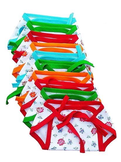 Sunuo Washable Reusable Multicolour Hosiery Cotton Diapers,Nappy,Langot for New Born Baby (0-6 Months, Pack of 12)