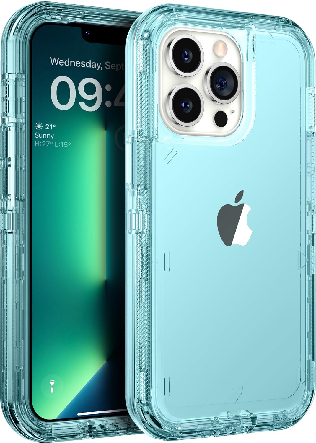 ORIbox for iPhone 13 Pro Max/12 Pro Max Case Blue, [10 FT Military Grade Drop Protection], Transparent Heavy Duty Shockproof Anti-Fall Case for iPhone 13/12 Pro Max,6.7 inch,3 in 1, Crystal Blue — image 1