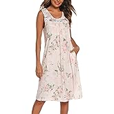 YOZLY Nightgowns for Women Soft Sleeveless Sleep dress Lace Night Gown