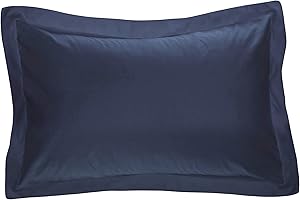 Fresh Ideas Poplin Tailored 2-Pack Pillow Sham, Standard, Navy