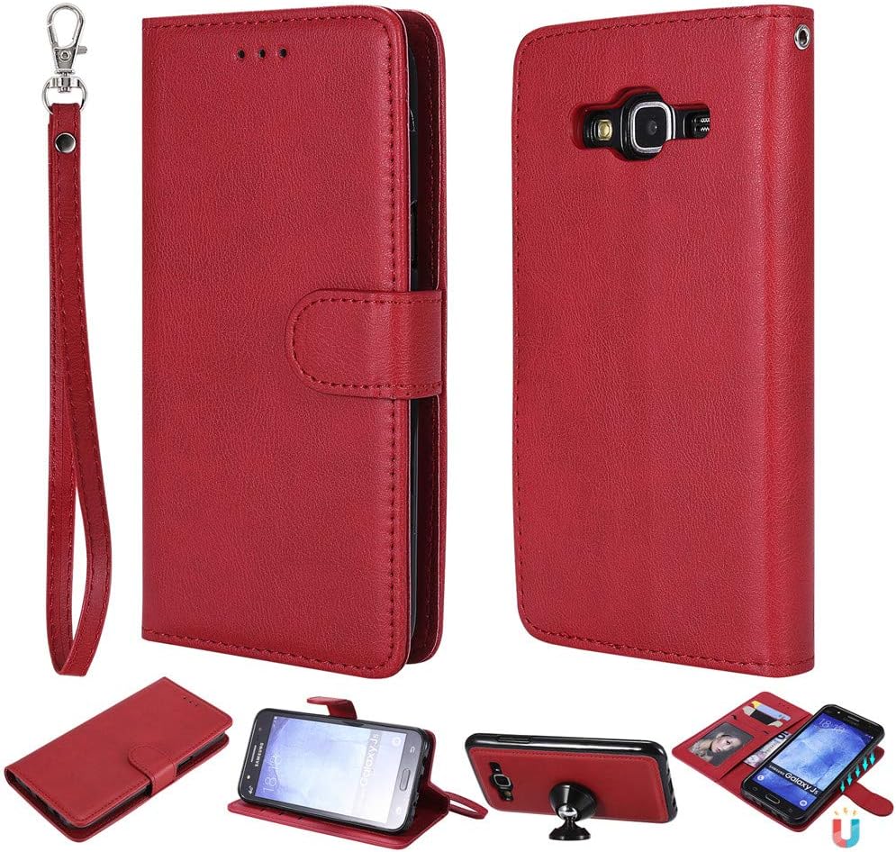 MGVV Galaxy S5 Flip Case, 2in1 Detachable Multi-Functional PU Leather Wallet Case Cover Purse Magnetic Folio Shockproof Protective Shell with Card Holder for Samsung Galaxy S5 I9600 Red