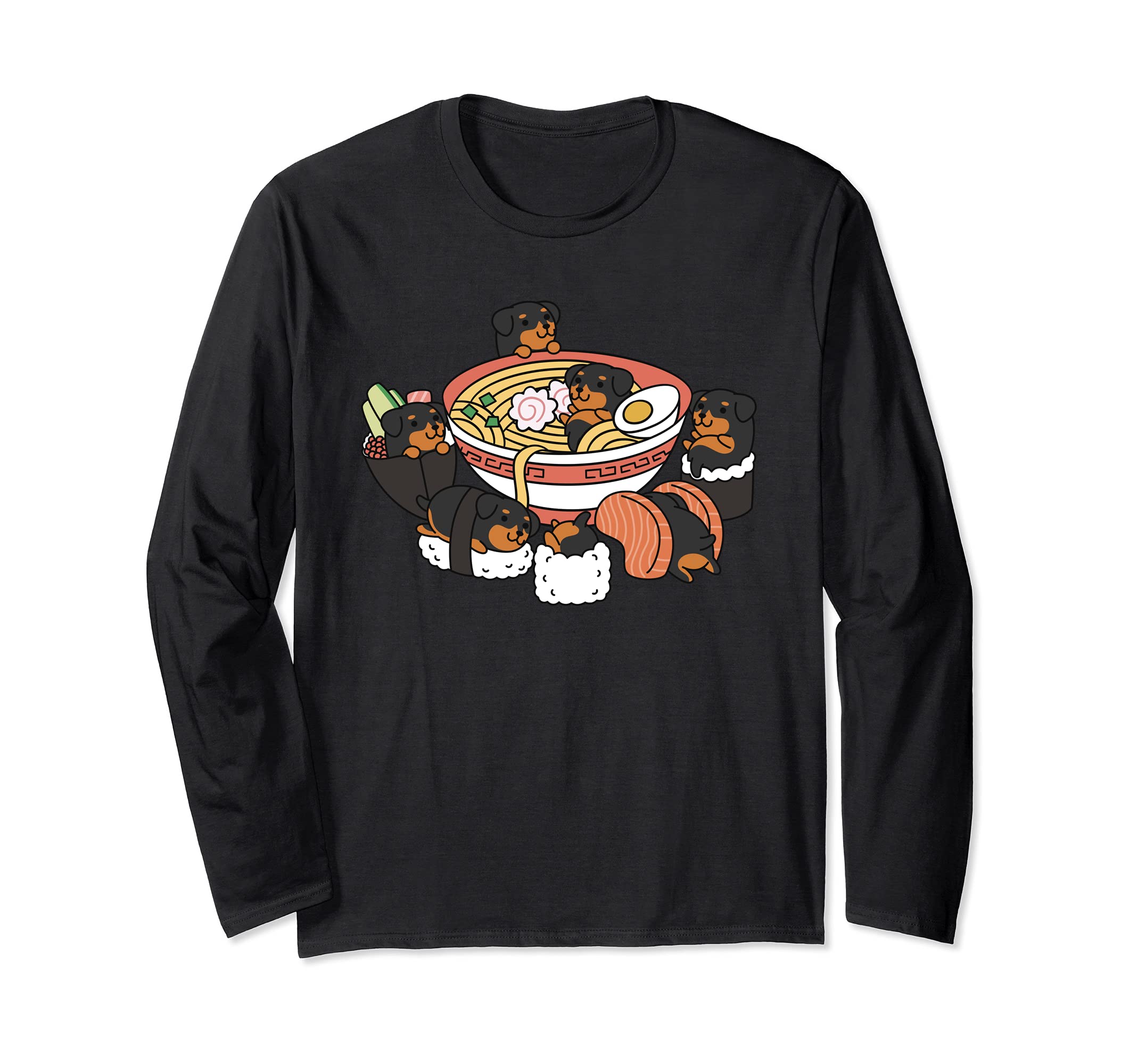 Ramen Sushi Rottweiler Dog Long Sleeve T-Shirt