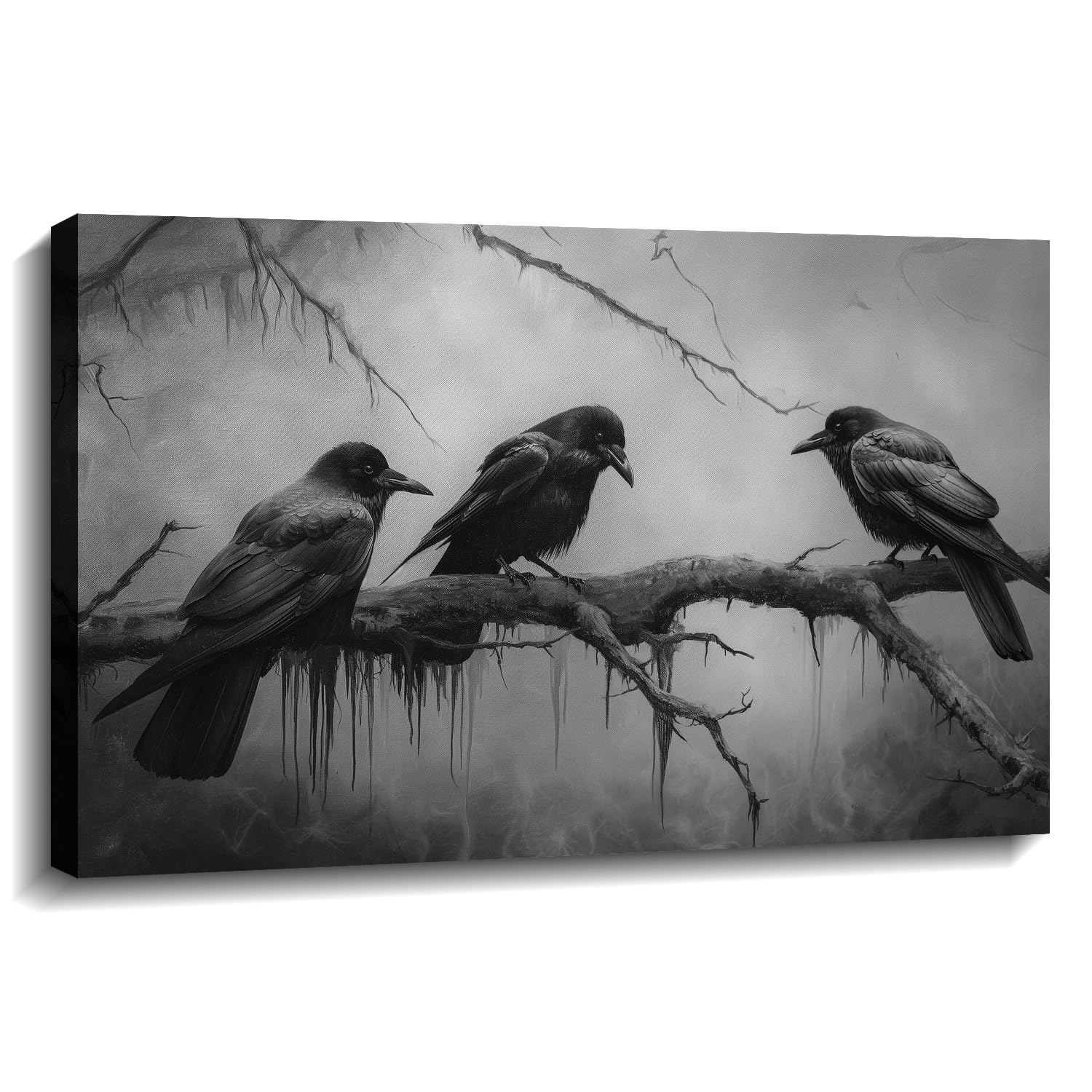 Dark Academia Canvas Wall Art Raven Picture Gothic