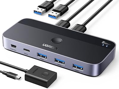 UGREEN USB 3.0 Switch 2 In 4 Out 3 USB A Cables Remote Sharing