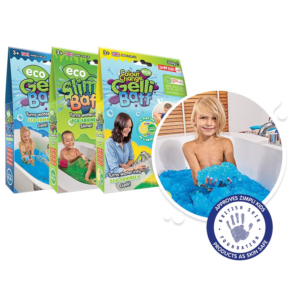 3 x Eco Value Combo Bundle from Zimpli Kids, Magically turns water into thick, colourful goo or gooey, colourful slime, Fully Recyclable Children’s Bath Toy, Eco-Friendly Present for Boys & Girls