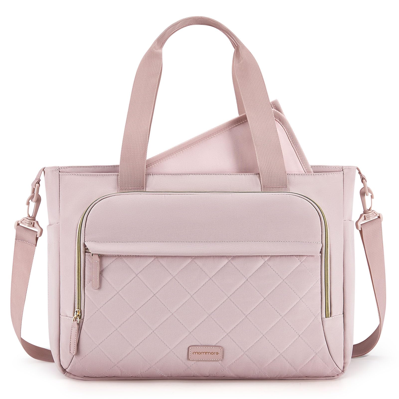 Photo 1 of mommore Diaper Bag Tote Small Baby Bag with Insulated Pockets, Lightweight Mommy Tote with Stroller Straps, Nurse Gym Travel (b-Pink)