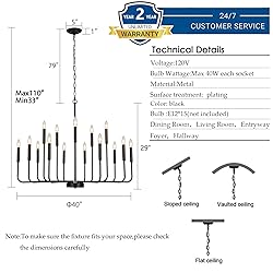 Gifarich Black Chandeliers for Dining Room Light
