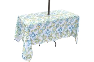 Eternal Beauty 60 X84”Outdoor Rectangle Tablecloth with Zipper Umbrella Hole Spillproof Table Cloth for Outdoor Patio Picnic Tables (Boho Floral)