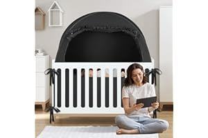 BORNA Pack N Play Blackout Cover, Blackout Tent for Full Size Crib and Pack and Play, Breathable Sleep Pod for Kids, Pop Up Crib Blackout Cover Canopy, Softens The Light