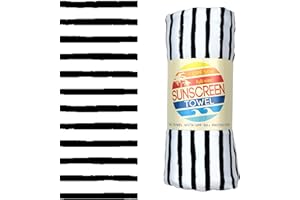 LUV BUG CO Luv Bug UPF Pool/Beach Towel, Sunscreen Towel, UV Protection, UPF 50+, Sand Free, Absorbent, & Quick Drying for Swimming, Beaches, Camping, & Travel (28.5" x 58.5", Black Stripe)