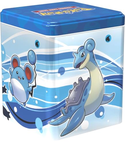 Lata Apilable Pokémon Tesoros Funestos | 3 Sobres De Mejora + 2 Hojas De Pegatinas | Almacenaje Práctico Y Coleccionable | Regalo Para Fans
