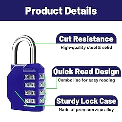 BTSYBTS 2 Pack Combination Lock 4 Digit, Resettable
