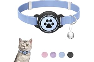 FURRIGO Airtag Cat Collar, Stretchy Kitten Collar with Apple Air Tag Holder, Lightweight and Comfortable, Ultra Elastic GPS Cat Collars for Cats Kittens and Puppies, 7.5-12.6 Inch,