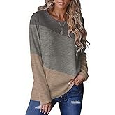 Zeagoo Women's Color Block Tops Long Sleeve Fall Tunic Top Casual Round Neck Pullover Shirts Dressy Work Outfit 2025