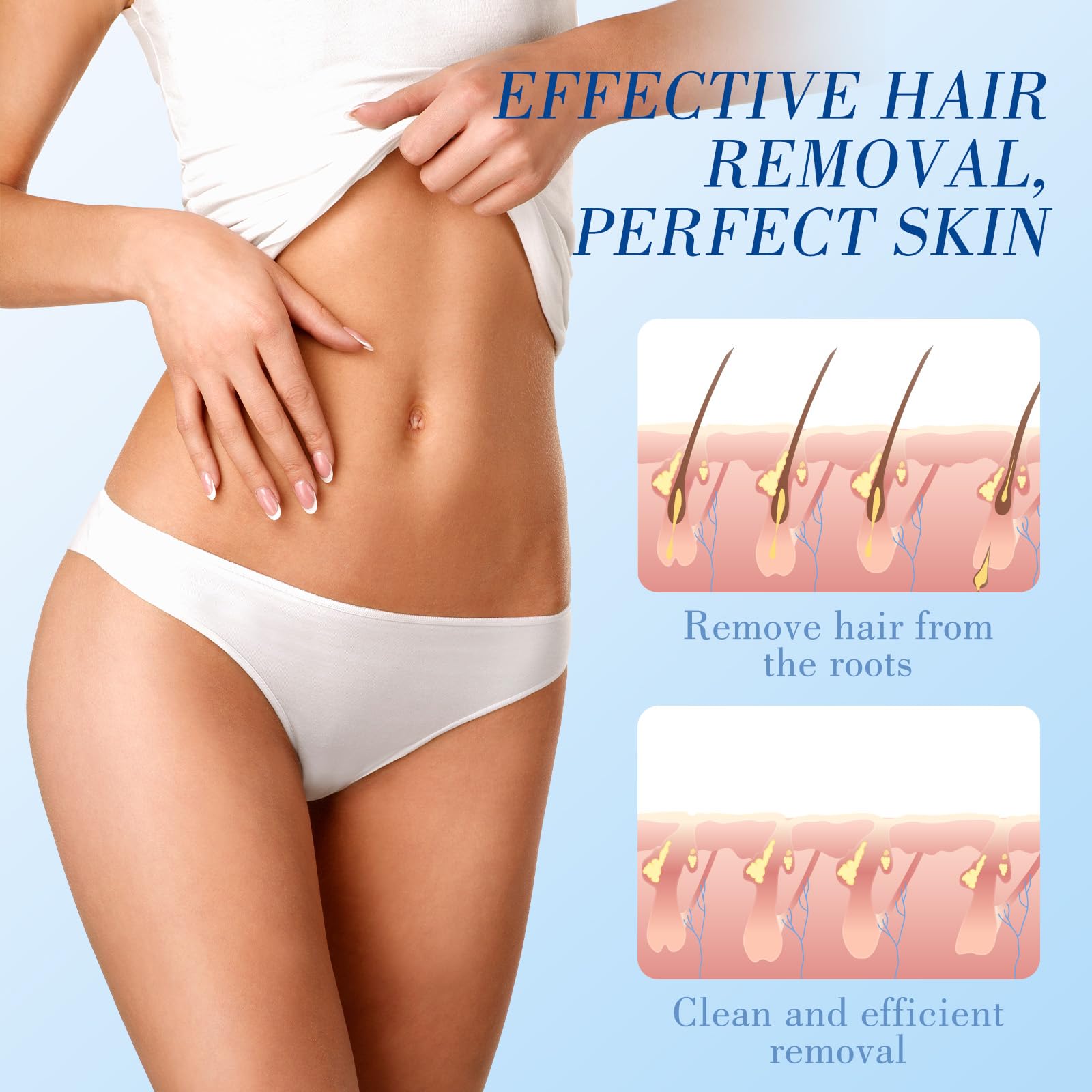GREBIKE 50PCS Wax Strips for Hair Removal - 30 Body & 20 Facial Hair Removal for Women - Waxing Kit for Women, Face, Body, Arms, Legs, Chest, Back, Bikini/Brazilian Waxing Strips & 4Calming Oil Wipes