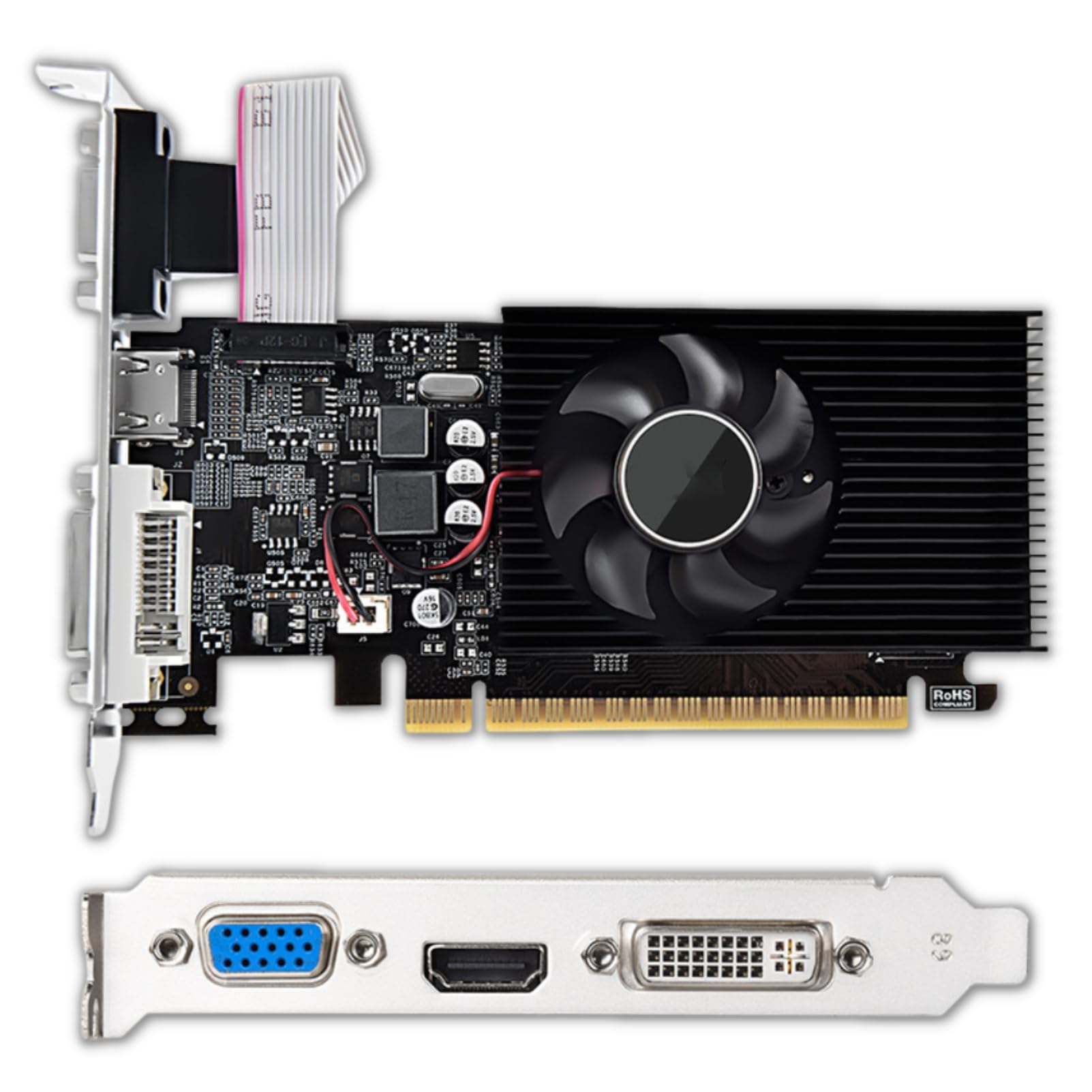 Photo 1 of GT610 Computer Graphics Card, 2GB DDR3 64bit PCI Express X16 Gaming Graphics Card with DVI, VGA, HDMI Interface for Computer Desktop