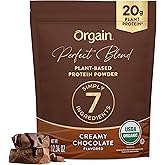 Orgain Organic Vegan Perfect Blend Protein Powder, 20g Clean Plant Protein, 7 Ingredients, <1g Sugar, Gluten Free, Non-GMO; No Artificial Flavors, Stevia Extract, Dairy or Soy Ingredients- Chocolate