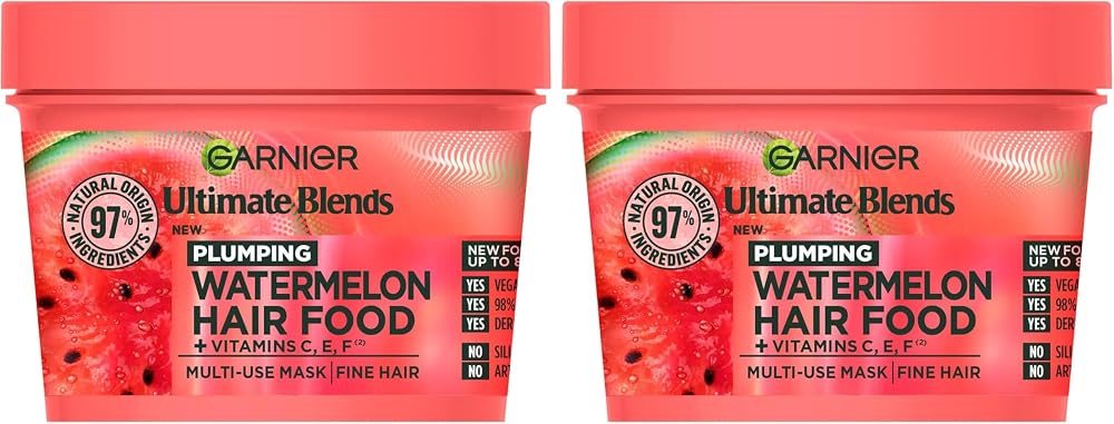 Garnier Hair Food 3-In-1 Watermelon Mask 400ml Pack of 2 - Fine Hair