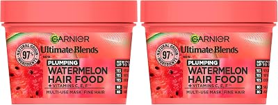 Garnier Hair Food 3-In-1 Watermelon Mask 400ml Pack of 2 - Fine Hair