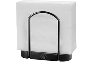 BAMBÜSI Black Napkin Holder for Table - Bamboo and Iron Standing Napkin Dispenser, Non-Slip Paper Napkin Holder for Kitchen, Farmhouse, Dining Table, Restaurant, Outdoor Use - Rustic and Elegant Design