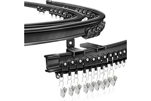 Ceiling Curtain Track, Flexible Bendable Curtain Track 10 Ft Black Curved Curtain Rail Track Ceiling Wall Mount Sliding Curta
