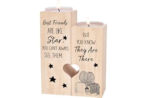 LUCKYYDS Best Friend Birthday Gifts for Women, Friendship Gifts for Women, Wooden Candle Holders, BFF, Coworker, Christmas, Thanksgiving Gifts for Friends