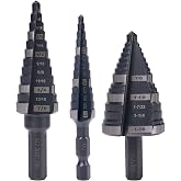 Jerax tools 1/2" 7/8" 1-3/8" M2 Step Drill Bit Unibit Set for Hole Drilling | M2 High Speed Steel; Double Straight Flutes; Fast, Clean Cuts in Stainless Steel, Copper, Aluminum, Wood, Plastic