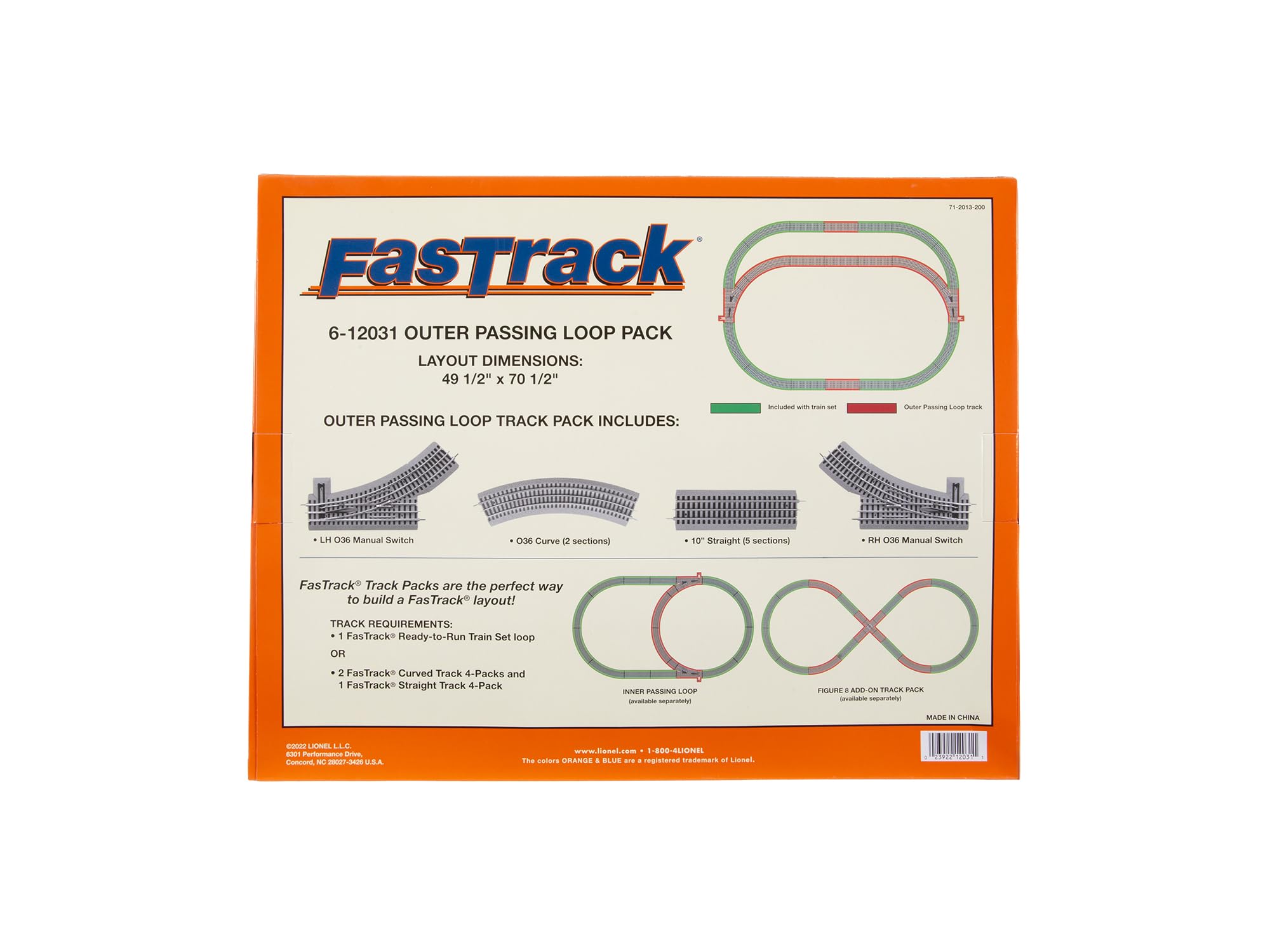 Lionel FasTrack Electric O Gauge, Outer Passing Loop Add-on Pack , Black
