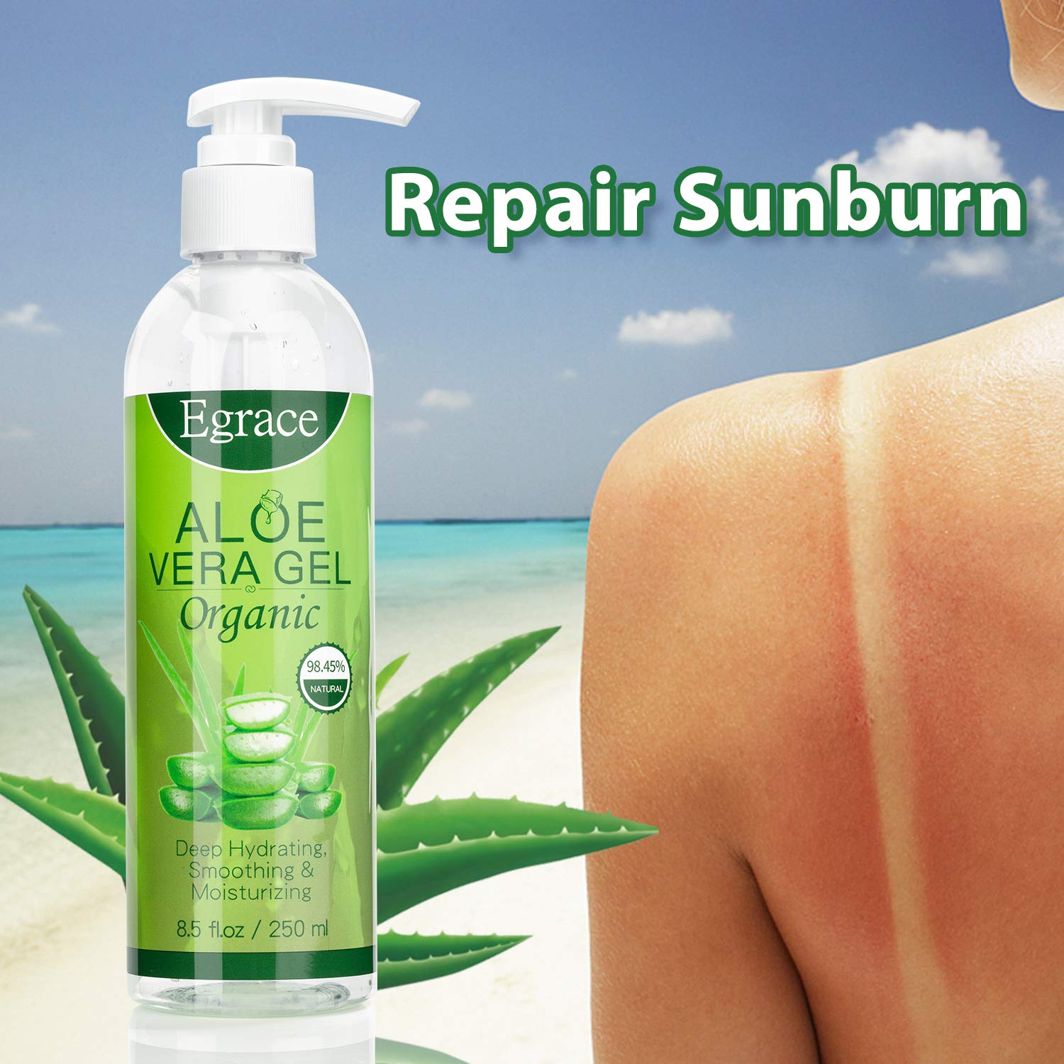 Organic Aloe Vera Gel, 100 Percent Pure Aloe Vera Gel, Freshly Cut Aloe Plant for Face Moisturizer, Hair Growth, Skin Care : Beauty