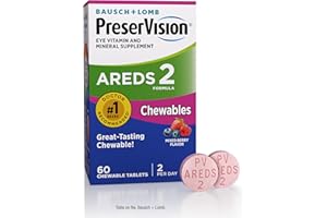 PreserVision AREDS 2 Eye Vitamins, #1 Eye Doctor Recommended Brand, Chewable Lutein and Zeaxanthin Supplement with Vitamin C, Vitamin E,Zinc, and Copper, Mixed Berry, 60 Tablets