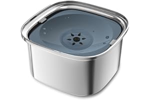 Decflow 3L Dog Water Bowl Stainless Steel Slow Drinking Dog Bowl with Lid, No Spill Water Bowl for Large Dogs Splash Proof Vehicle Carried Travel Pet Water Bowl Dispenser for Messy Drinkers