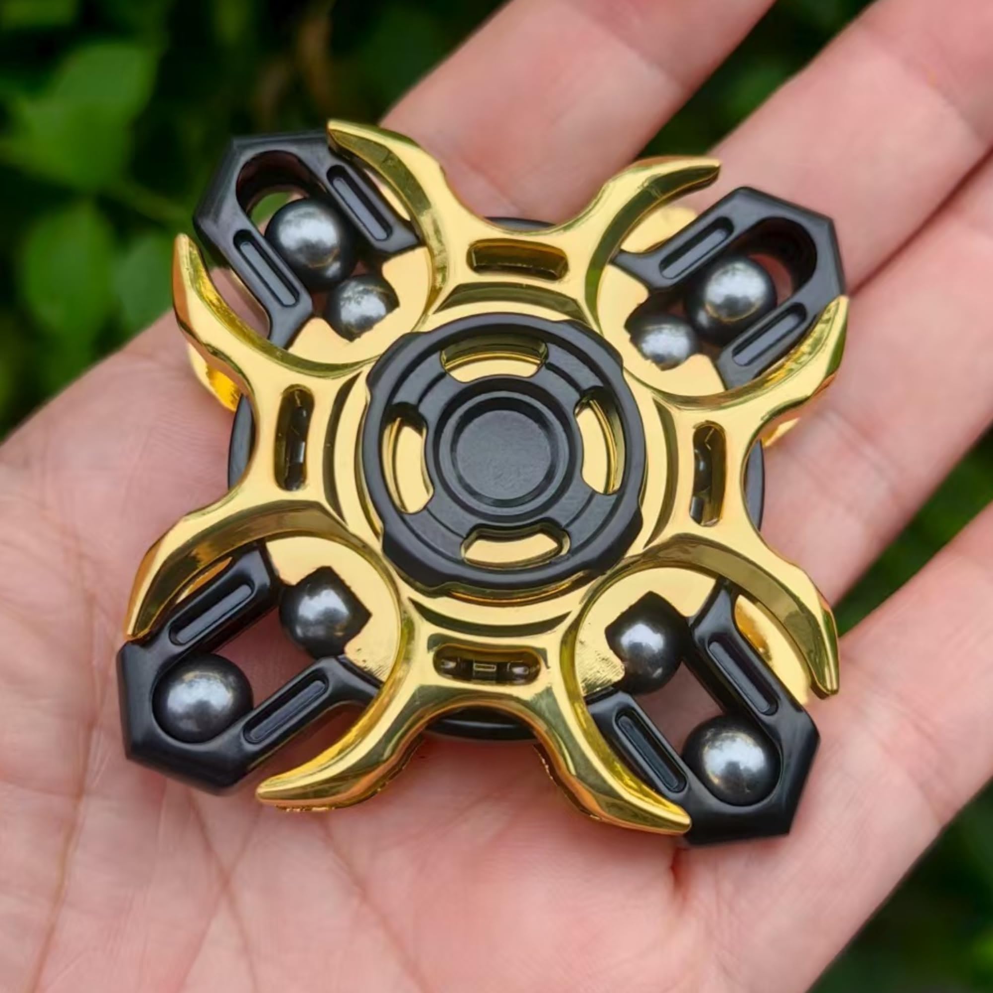 T-Conceal EDC Fidget Sliders Tuning Fork Fingertip Gyroscope Stress Relief Toys for Adults Enhance Concentration and Relaxation Long Spin Time Magnetic Metal Toys (Black Yellow)