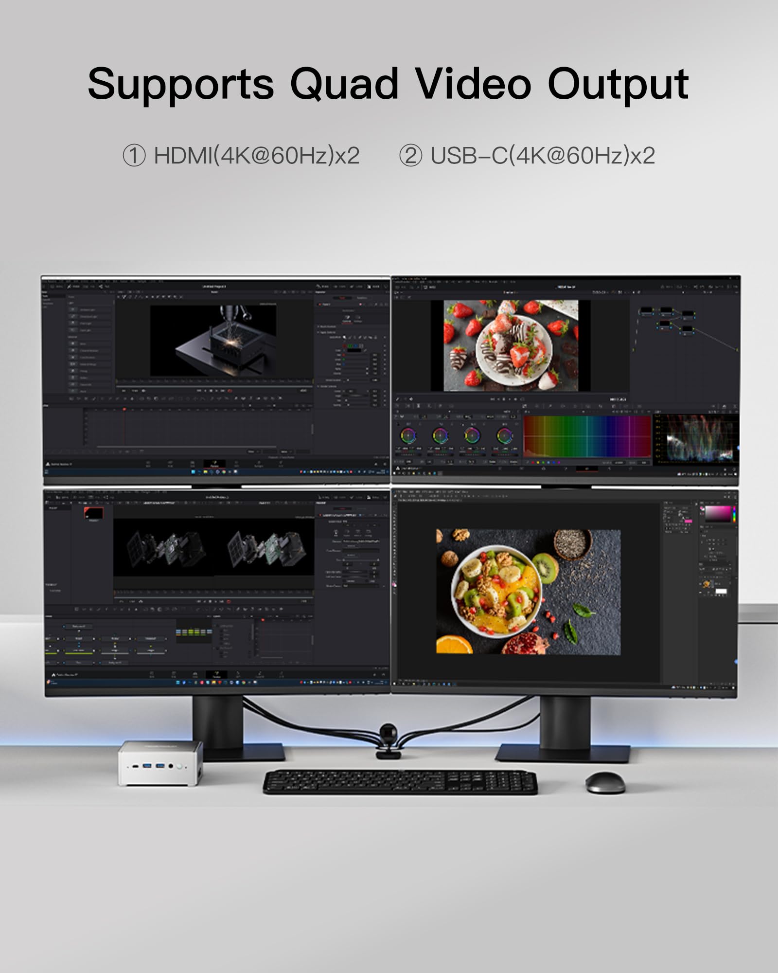 MINSFORUM Mini PC NAB9 Intel Core i9-12900HK 14 Cores/20 Threads,up to 5.0GHz 32GB RAM 1TB PCIe4.0 SSD,Dual 2.5 G RJ45 LAN Mini Computer,2 x HDMI/USB-C(4K@60Hz),7X USB Ports, WiFi 6, BT5.2