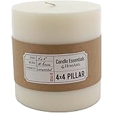 HomArt Pillar Paraffin Wax Candle, 4-Inch by 4-Inch, Ivory