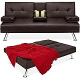 Best Choice Products Faux Leather Upholstered Modern Convertible Folding Futon Sofa Bed for Compact Living Space, Apartment, 