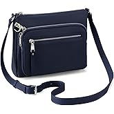 befen Genuine Leather Crossbody Bags for Women Medium Size RFID Blocking Leather Purse for Women with Multi Zip Pockets