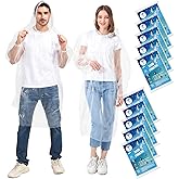 TUNCHMO Disposable Rain Ponchos Family 6 Pack/Adults 4-10 Pack/Kids 6 Pack-50% Thicker with Sleeve