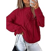 Trendy Queen Women's Oversized Cable Knit Crewneck Sweaters