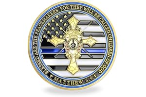 BHEALTHLIFE US Police Officers Thin Blue Line Flag Law Enforcement Cross Challenge Coin Gift