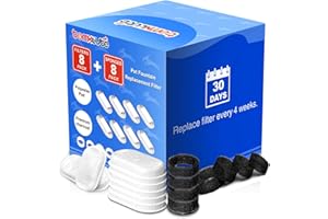 Official Tomxcute Cat Water Fountain Replacement Filters - 16 Pack Cat Fountain Filter for 3.2L/108oz & 4L/135oz Pet Water Fountain, Three-Layer Filtration Replacement Filters(8+8 Pack), 4 Month Set
