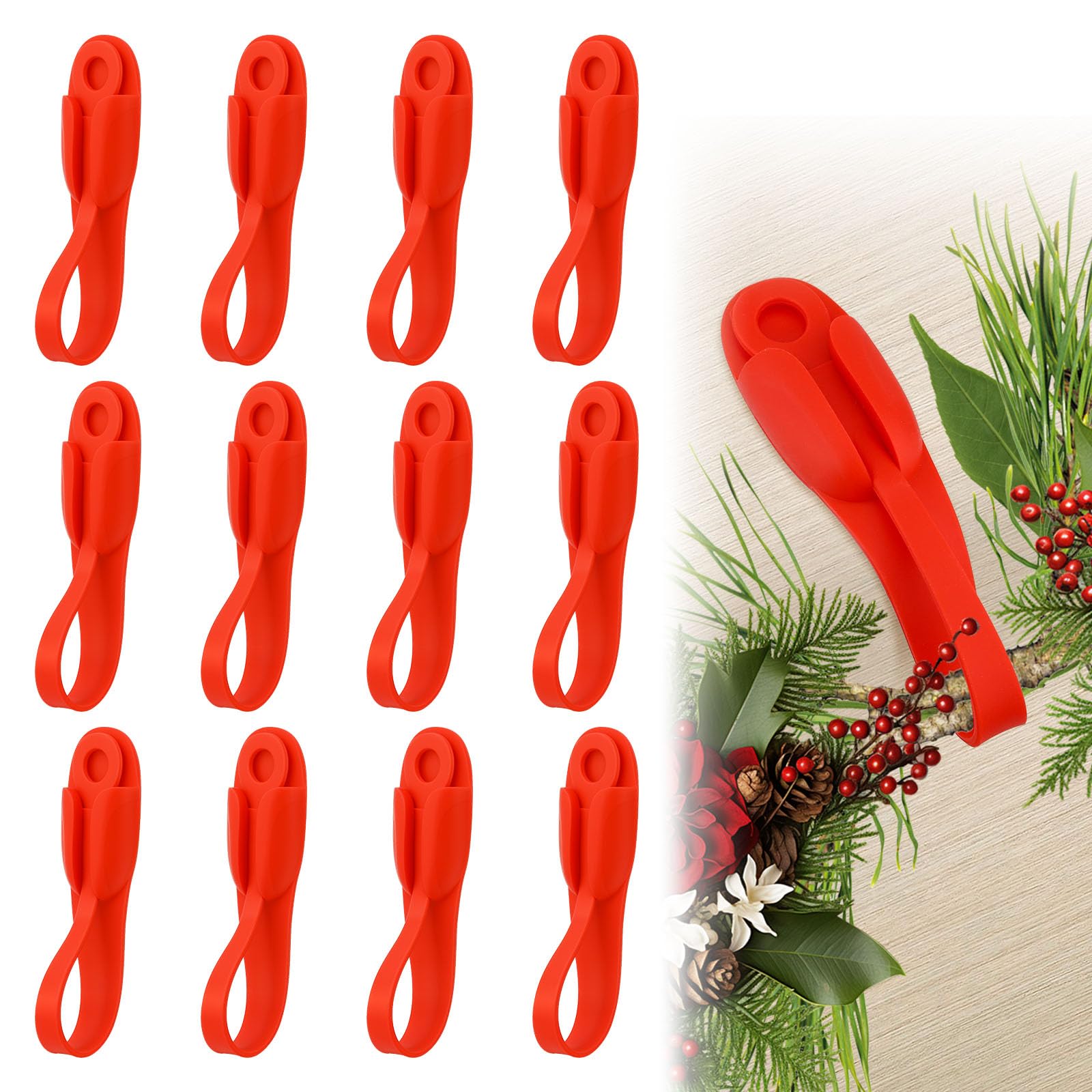 Photo 1 of 12 PCS Christmas Garland Hangers for Mantle, Fireplace Stocking and Garland Hanger, Stretchable and Reusable Silicone Adhesive Tape, Suitable for Christmas Door Frame, Staircase Decoration